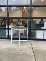 White solid wood accent table