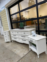 White solid wood accent table