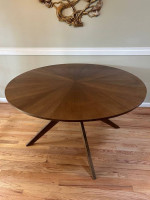 Round Walnut Article Dining Table 54"