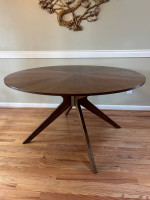 Round Walnut Article Dining Table 54"