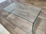 Glass waterfall coffee table