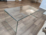 Glass waterfall coffee table
