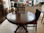 48" round Acacia wood table w/4 chairs