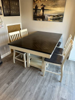 Table Set with Four Chairs and Bench