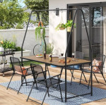 Outdoor patio table with black metal A frame RUST RESISTANT