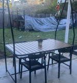 Outdoor patio table with black metal A frame RUST RESISTANT