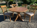 Round Wood Table and 4 Chairs