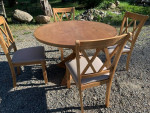 Round Wood Table and 4 Chairs