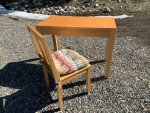 Blonde Maple Table with Chair and Cushion