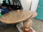 Beautiful Anthropology Wood Rustic Round Dining Table with PedestalLeg