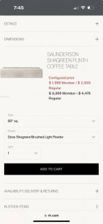 Restoration Hardware Coffee Table