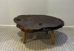 Black Walnut Burl Live Edge Side Table | Sleek Rustic | Maple Tapered