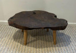 Black Walnut Burl Live Edge Side Table | Sleek Rustic | Maple Tapered
