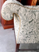 Vintage Camel Back Sofa Couch, Nailhead Trim, NEWLY Upholstered