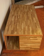 Custom Built Four Drawer Oak Finished Mid Century Coffee Table