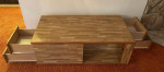 Custom Built Four Drawer Oak Finished Mid Century Coffee Table