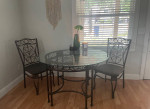 Glass Dining Table with Two Chairs