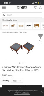 Jack Cartwright Mid Century Side Table - Walnut and Slate