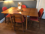 Arne Hovmand Olsen Danish MCM Teak Drop Leaf Dining Table Set w/ 4 Chairs