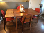 Arne Hovmand Olsen Danish MCM Teak Drop Leaf Dining Table Set w/ 4 Chairs