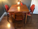 Arne Hovmand Olsen Danish MCM Teak Drop Leaf Dining Table Set w/ 4 Chairs