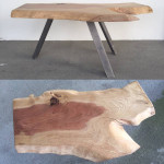 Redwood slab coffee table