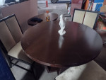 Cherry Wood dining table with glass top