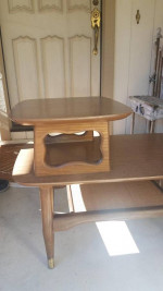 mcm 2 level side table with shelf below