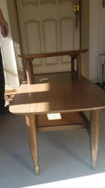mcm 2 level side table with shelf below