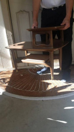 mcm 2 level side table with shelf below