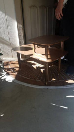 mcm 2 level side table with shelf below