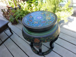 Asian Chinese cloisonne enamel painted side table HTF 14.5x23.5''