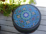 Asian Chinese cloisonne enamel painted side table HTF 14.5x23.5''