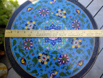 Asian Chinese cloisonne enamel painted side table HTF 14.5x23.5''