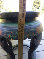 Asian Chinese cloisonne enamel painted side table HTF 14.5x23.5''
