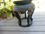 Asian Chinese cloisonne enamel painted side table HTF 14.5x23.5''