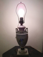 Antique flower rose painted table side lamp