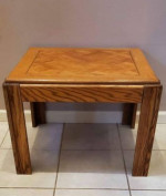 Golden Oak Mid Century Parquet Side Table