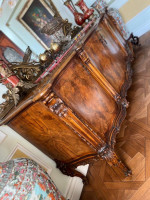 3tone 1800s Enfilade wood inlaid Antique stunning buffet console TaBLe