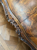 3tone 1800s Enfilade wood inlaid Antique stunning buffet console TaBLe