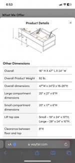 Coffee table with Lift Top