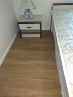 Twin bed and bedside table