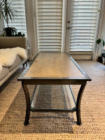 Rectangle Wood Coffee Table with Shelf for living room