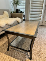 Rectangle Wood Coffee Table with Shelf for living room