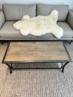 Rectangle Wood Coffee Table with Shelf for living room