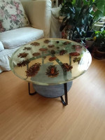 Custom Pinecone Resin Table by LA artist