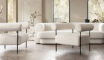 Stunning ivory boucle or camel velvet long sofa