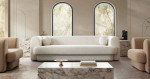 Stunning ivory boucle or camel velvet long sofa