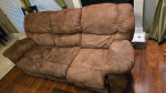 Sofa brown micro fiber 2 recliners built in. No holes or rips. You pic