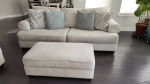 Sofa, seat & a half, ottoman, 6 pillows